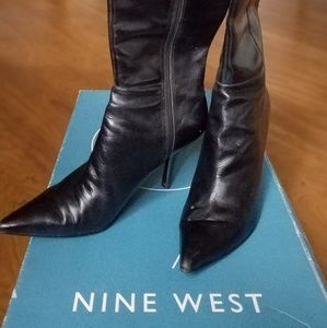 Nine West High Heel Black Leather Boots